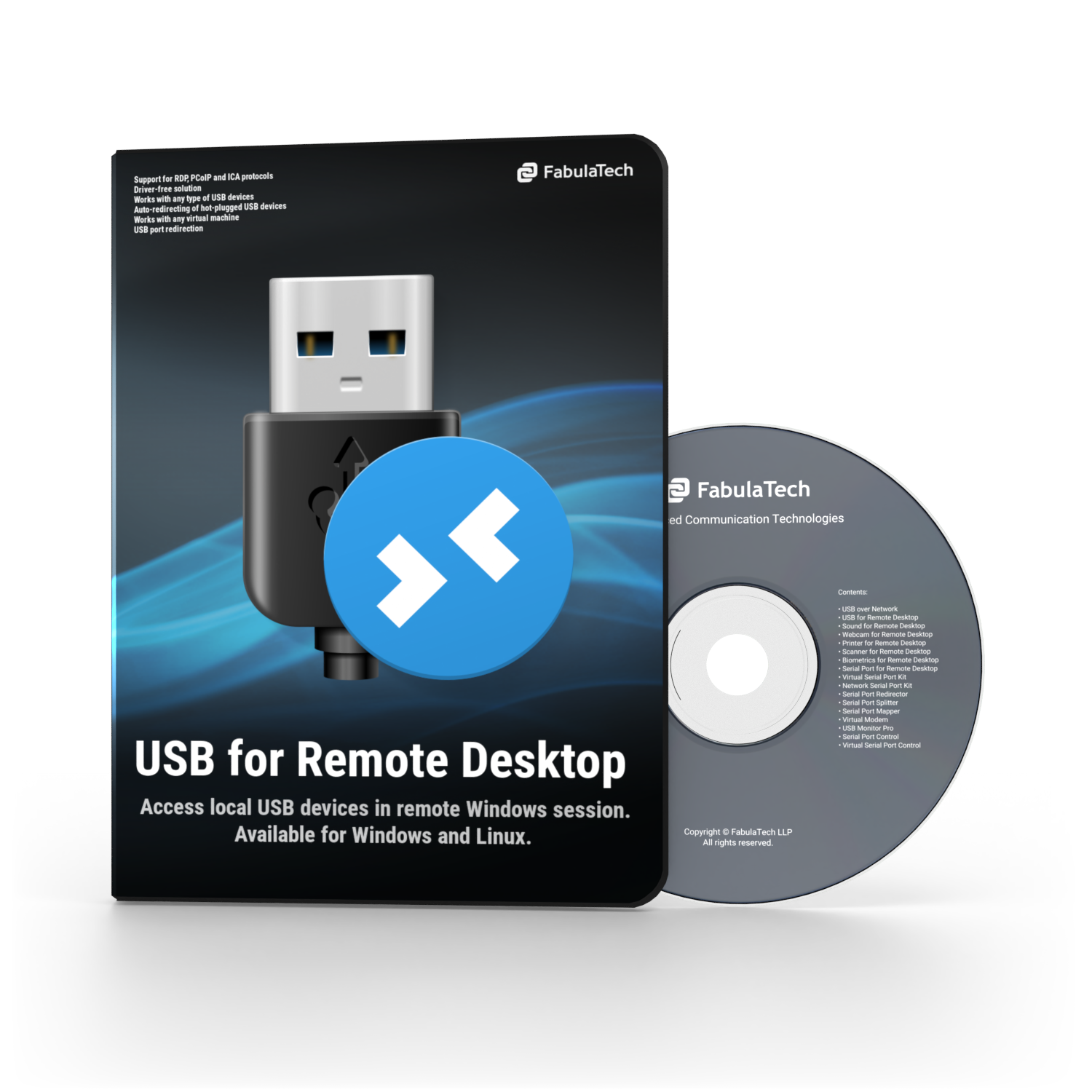 USB for Remote Desktop box and CD, printable (png 1500x1500)