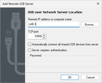 Add Discovered USB Server