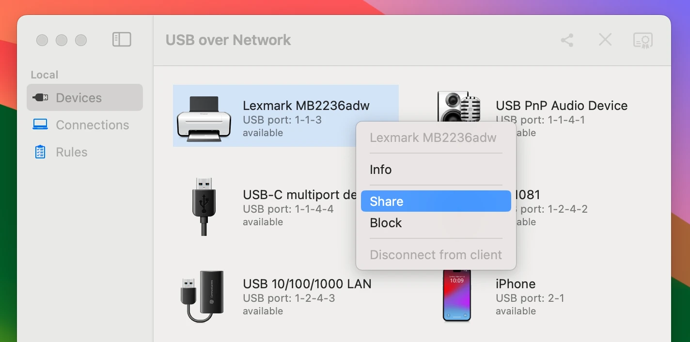 USB Device Sharing